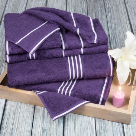 Hastings Home Rio 8 Piece 100 Percent Cotton Towel Set - Eggplant 936593VIY
